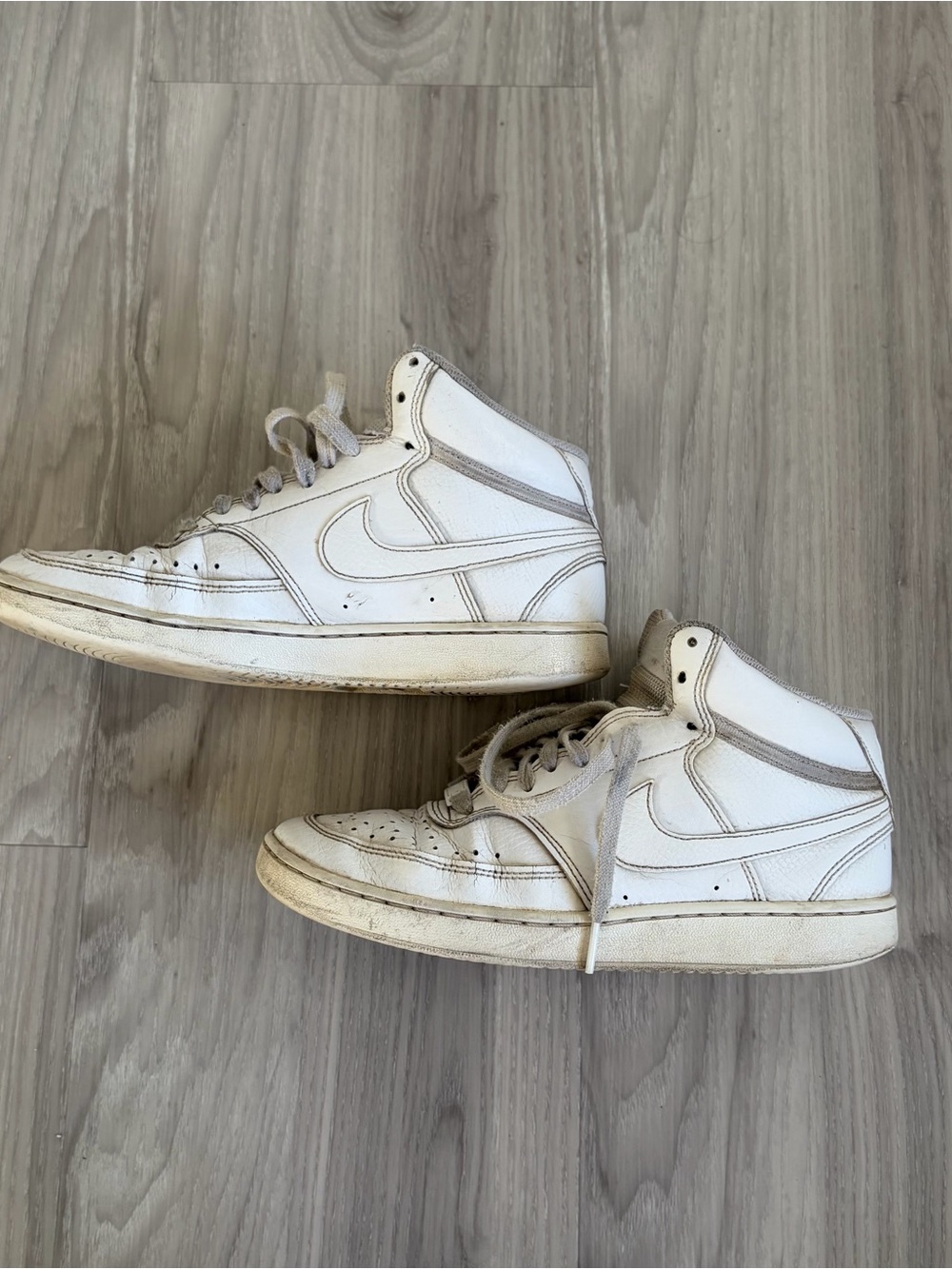 Nike White High-Top Sneakers with Light Gray Trim